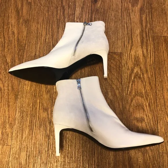 NWT Rag &amp; Bone Beha White Suede Leather Stiletto Ankle Boot Size 11 (41)