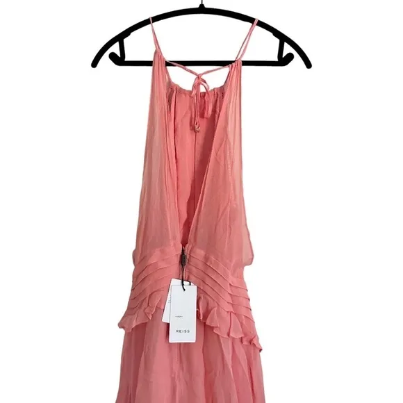 Nwt Reiss Belle Chiffon Frilly Pink Dress