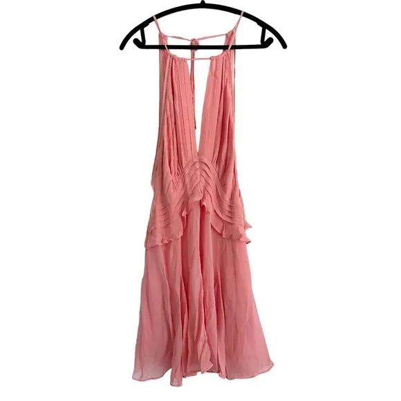 Nwt Reiss Belle Chiffon Frilly Pink Dress