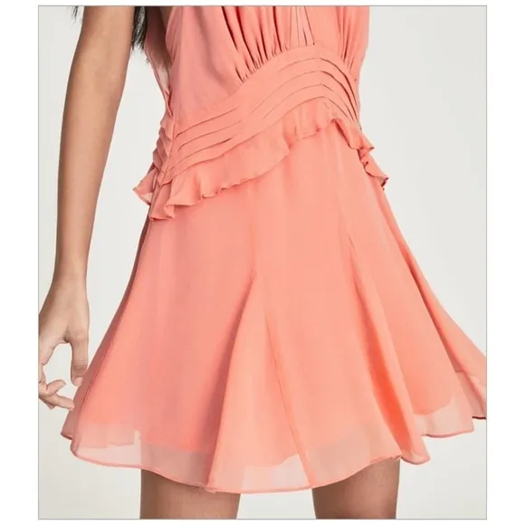 Nwt Reiss Belle Chiffon Frilly Pink Dress