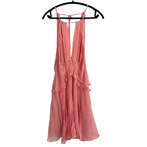 Nwt Reiss Belle Chiffon Frilly Pink Dress