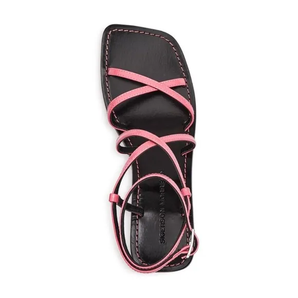 NWT Sigerson Morrison Irma leather square toe strappy kitten heel sandals heels
