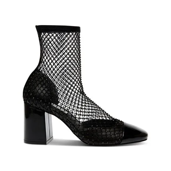 NWT STEVE MADDEN Womens Black Mesh Sock Eleanor Cap Pumps Shoes 7.5 M