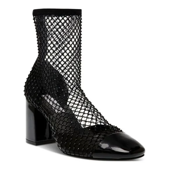 NWT STEVE MADDEN Womens Black Mesh Sock Eleanor Cap Pumps Shoes 7.5 M