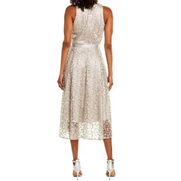 NWT Tahari ASL Women's Floral Embroidered Lace Hi-Low Hem Party Midi Dress