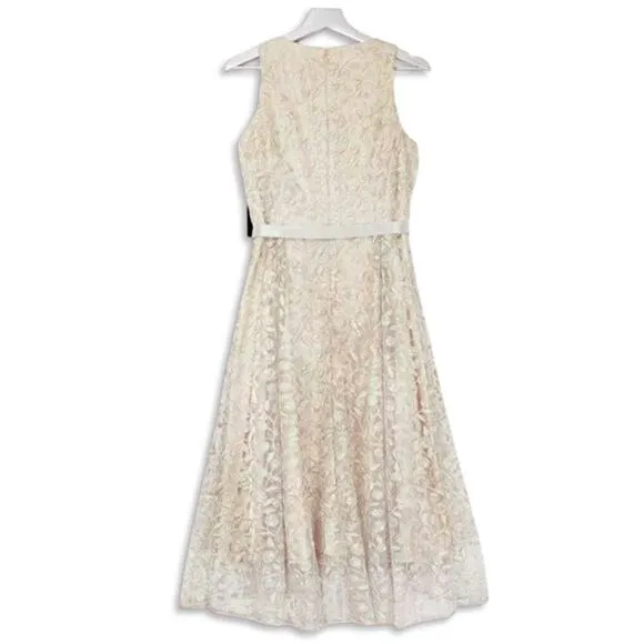 NWT Tahari ASL Women's Floral Embroidered Lace Hi-Low Hem Party Midi Dress