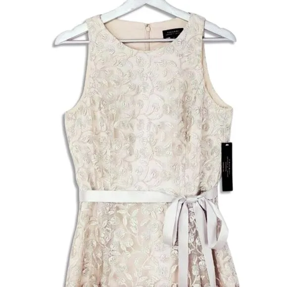 NWT Tahari ASL Women's Floral Embroidered Lace Hi-Low Hem Party Midi Dress