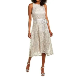 NWT Tahari ASL Women's Floral Embroidered Lace Hi-Low Hem Party Midi Dress