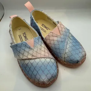 NWT Toms Toddler Girl Size 7 Blue &amp; Pink Mermaid Flats Sneakers Shoes