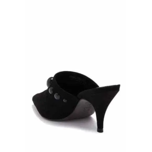NWT TORY BURCH Womens Black Georgina Stiletto  Leather Heeled Mules Shoes 6.5 M