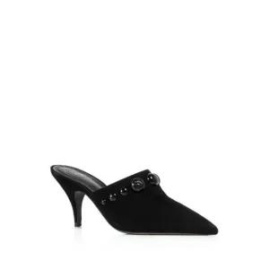 NWT TORY BURCH Womens Black Georgina Stiletto  Leather Heeled Mules Shoes 6.5 M