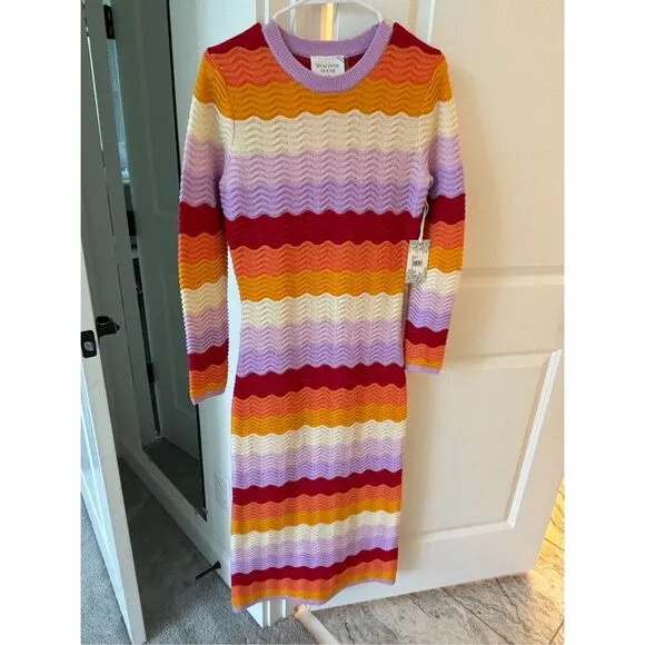 NWT Tuckernuck Hyancinth House Sunset Stripe Montego Knit Midi Dress&quot; , $180  XS