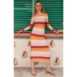 NWT Tuckernuck Hyancinth House Sunset Stripe Montego Knit Midi Dress&quot; , $180  XS