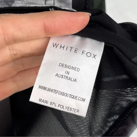 NWT White Fox Renaissance Print Mesh Mini Skirt with Slit Navy Blue Trendy Y2K M