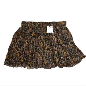 NWT Zara Floral Frilly Metallic Embellished Lined Mini Skirt LARGE Black Gold