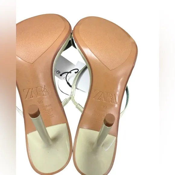 NWT Zara Satin Effect Heeled sandal in Lemon Green Size US 8