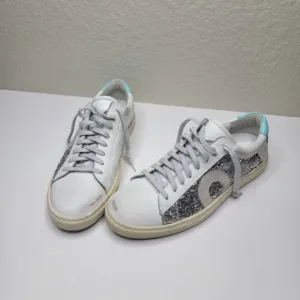 Oliver Cabell Womens Low 1 Warp Shimemering Silver Glitter Leather Shoes Sz 41