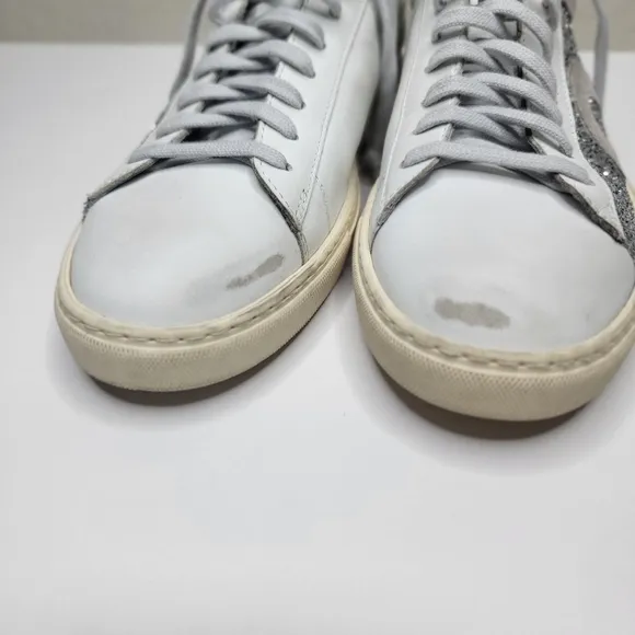 Oliver Cabell Womens Low 1 Warp Shimemering Silver Glitter Leather Shoes Sz 41