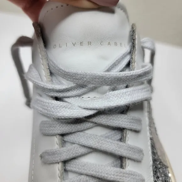 Oliver Cabell Womens Low 1 Warp Shimemering Silver Glitter Leather Shoes Sz 41