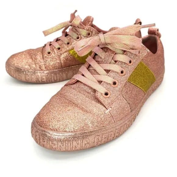 Opening Ceremony La Cienega Pink Glitter Shoes Lace-up Sneakers Women's 37/6