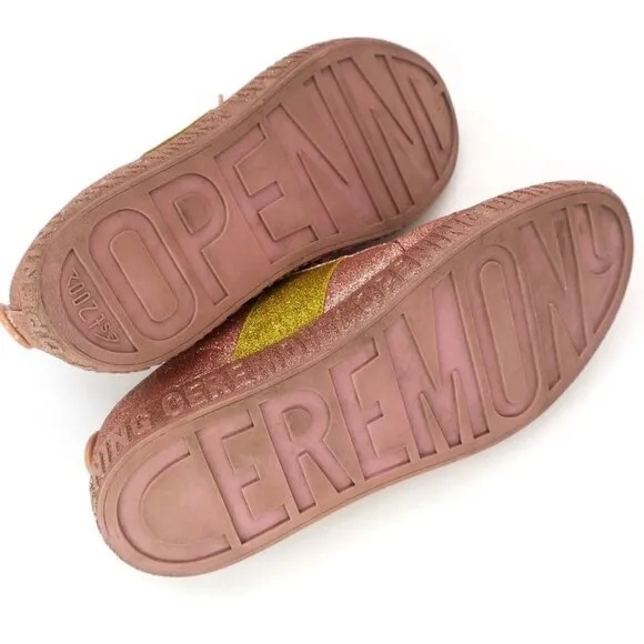 Opening Ceremony La Cienega Pink Glitter Shoes Lace-up Sneakers Women's 37/6