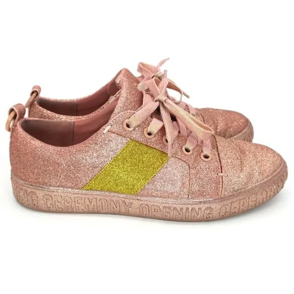 Opening Ceremony La Cienega Pink Glitter Shoes Lace-up Sneakers Women's 37/6
