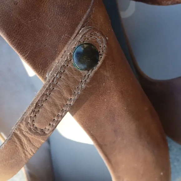 OTBT Wedge Brown Leather MARYJANE Shoes Size 9