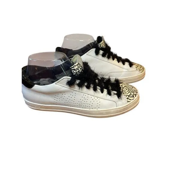 P448 John Cement Low Top Sneaker w/ Silver Glitter &amp; Black Feather Laces Size 38