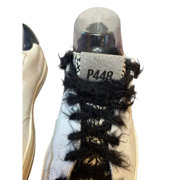 P448 John Cement Low Top Sneaker w/ Silver Glitter &amp; Black Feather Laces Size 38
