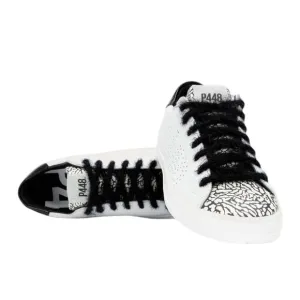 P448 John Cement Low Top Sneaker w/ Silver Glitter &amp; Black Feather Laces Size 38