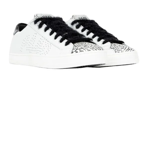 P448 John Cement Low Top Sneaker w/ Silver Glitter &amp; Black Feather Laces Size 38