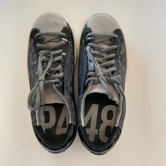 P448 The John Glam sneaker shoes Sz 37 leopard black and grey EUC