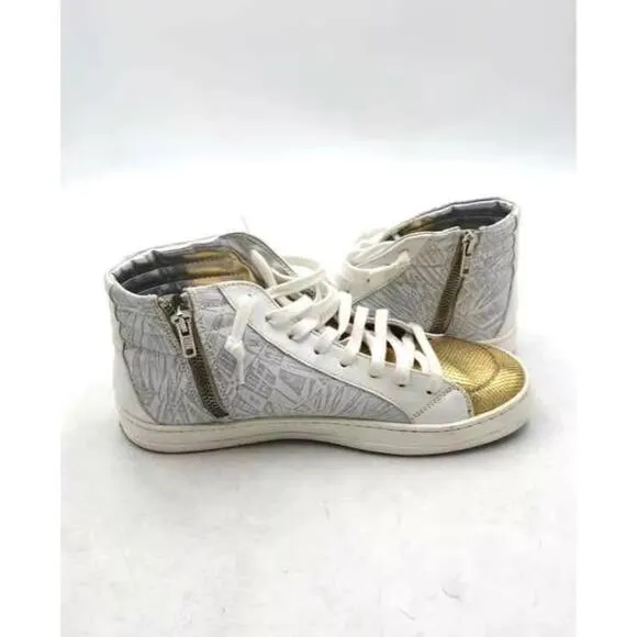 P448 Womens Multicolor Glitter Mid-Top Lace-Up Sneaker Shoes Size 38