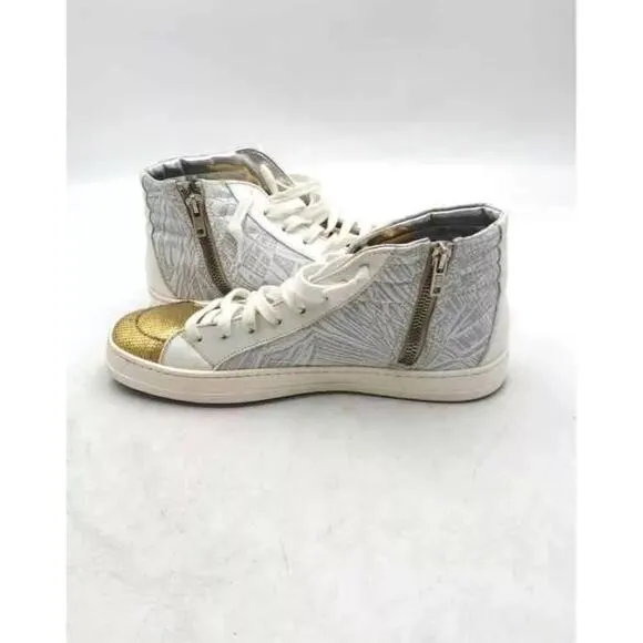 P448 Womens Multicolor Glitter Mid-Top Lace-Up Sneaker Shoes Size 38