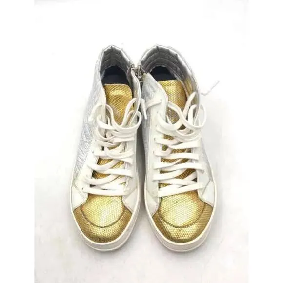 P448 Womens Multicolor Glitter Mid-Top Lace-Up Sneaker Shoes Size 38