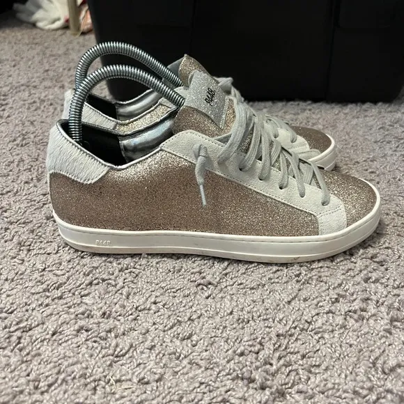 P448 women’s rose gold glitter John with calf hair size EU38 (7.5-8US)