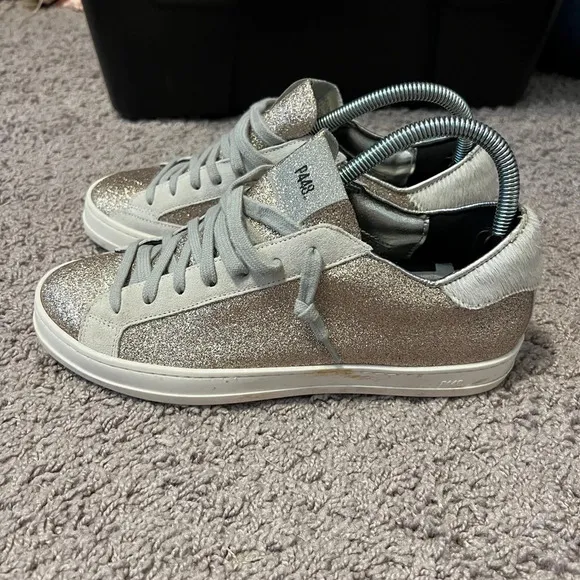 P448 women’s rose gold glitter John with calf hair size EU38 (7.5-8US)