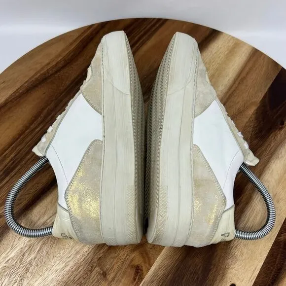P448 Women's 6 (EU 36) Spacelow Metallic Gold/White Glitter Distressed Sneakers