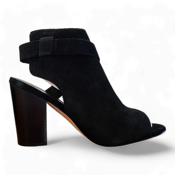 Paige Mimi Black Suede Block Heel Bootie Sandal Women's Size 10.5