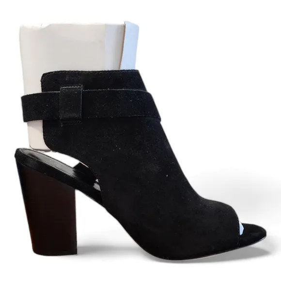 Paige Mimi Black Suede Block Heel Bootie Sandal Women's Size 10.5