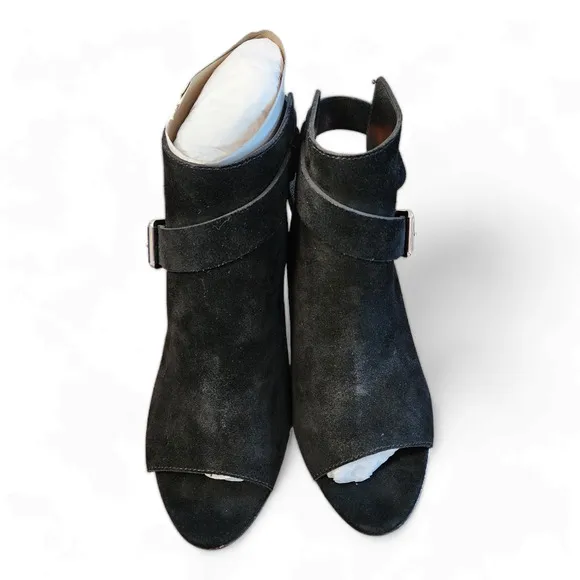 Paige Mimi Black Suede Block Heel Bootie Sandal Women's Size 10.5