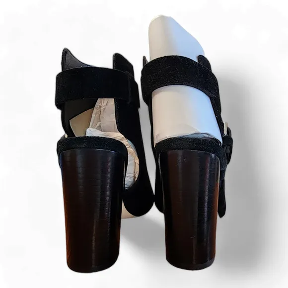 Paige Mimi Black Suede Block Heel Bootie Sandal Women's Size 10.5