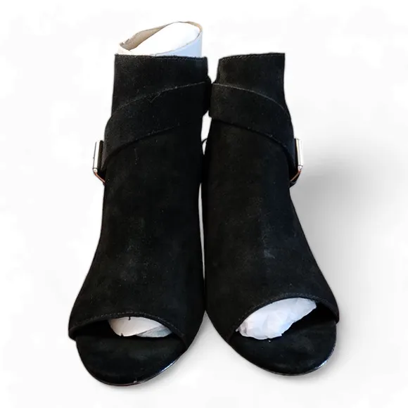 Paige Mimi Black Suede Block Heel Bootie Sandal Women's Size 10.5