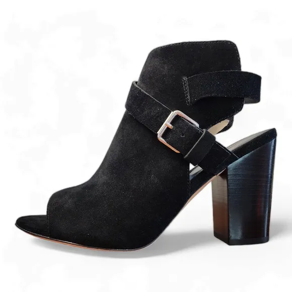 Paige Mimi Black Suede Block Heel Bootie Sandal Women's Size 10.5