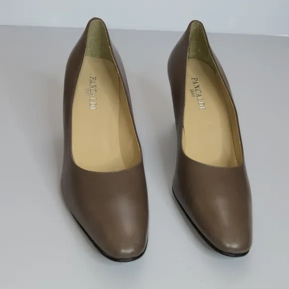 Pancaldi 1888 Italy Leather Brown Women's 3 Inch Heel Pumps Shoes Sz 9