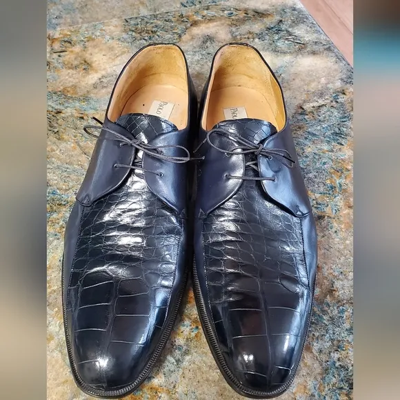 Paolo De Marco Genuine Alligator Men's Shoes Size 16 M, Dark Blue
