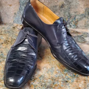 Paolo De Marco Genuine Alligator Men's Shoes Size 16 M, Dark Blue