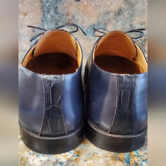 Paolo De Marco Genuine Alligator Men's Shoes Size 16 M, Dark Blue