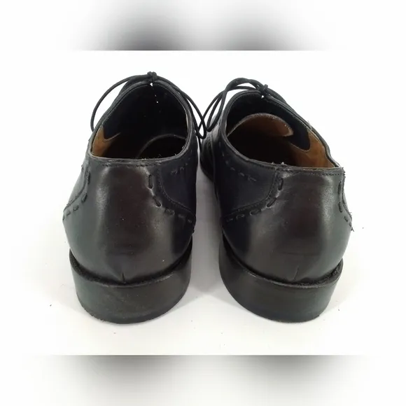 Paul Fredrick DARK NAVY Leather Dress Shoes Mens Sz 10 M Oxford BUCKSTITCH