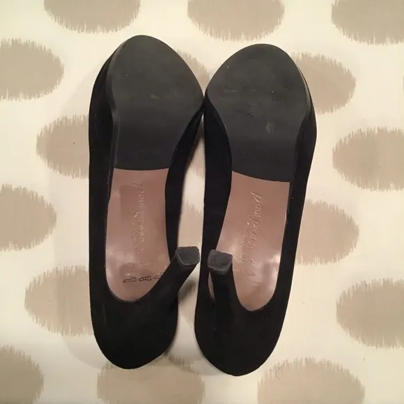 Paul Green Black Suede T-Strap Platform Pumps Sz 8